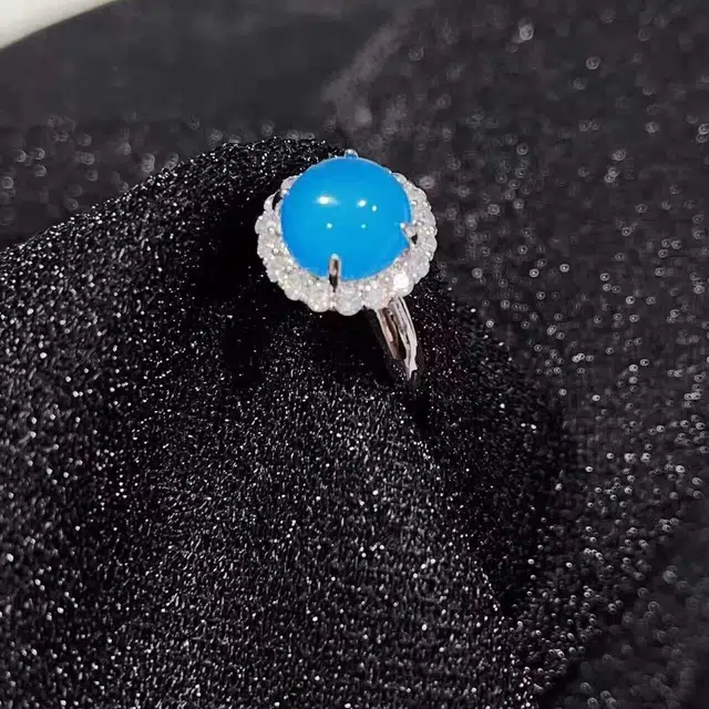 识恩 宝石蓝简约精致轻奢复古国风气质优雅小众清冷高级感白月光女神#好运 玉髓 戒指 女款