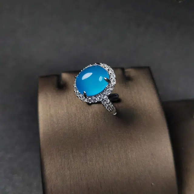 识恩 宝石蓝简约精致轻奢复古国风气质优雅小众清冷高级感白月光女神#好运 玉髓 戒指 女款