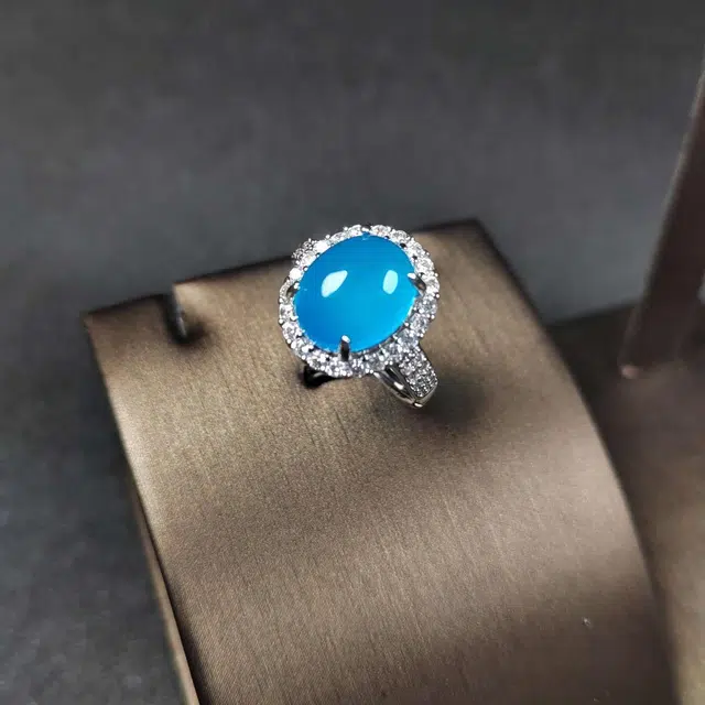 识恩 宝石蓝简约精致轻奢复古国风气质优雅小众清冷高级感白月光女神#好运 玉髓 戒指 女款