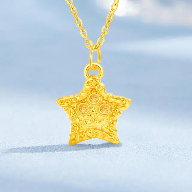 老凤祥 璀璨星光 五角星双面可戴 轻奢高级感小众设计锁骨链 简约百搭 足金 一口价 黄金吊坠 女款