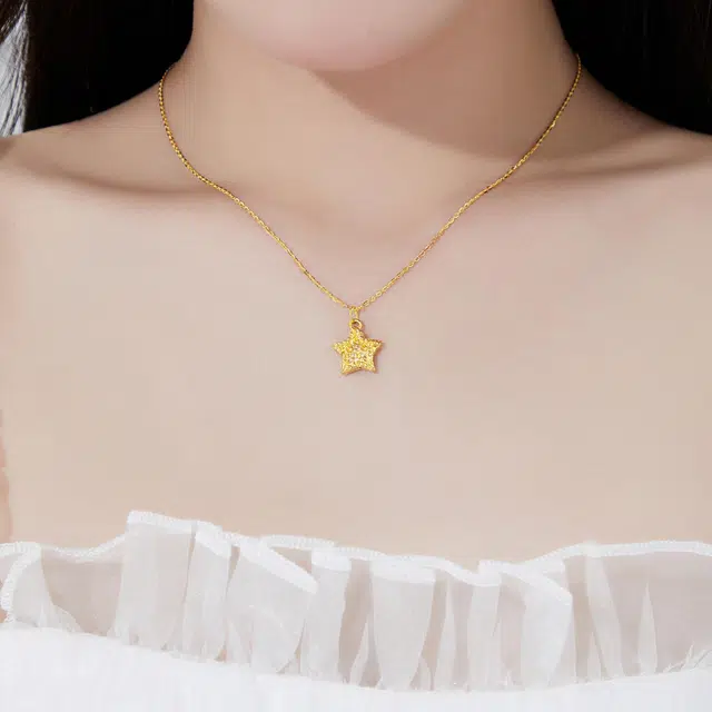 老凤祥 璀璨星光 五角星双面可戴 轻奢高级感小众设计锁骨链 简约百搭 足金 一口价 黄金吊坠 女款