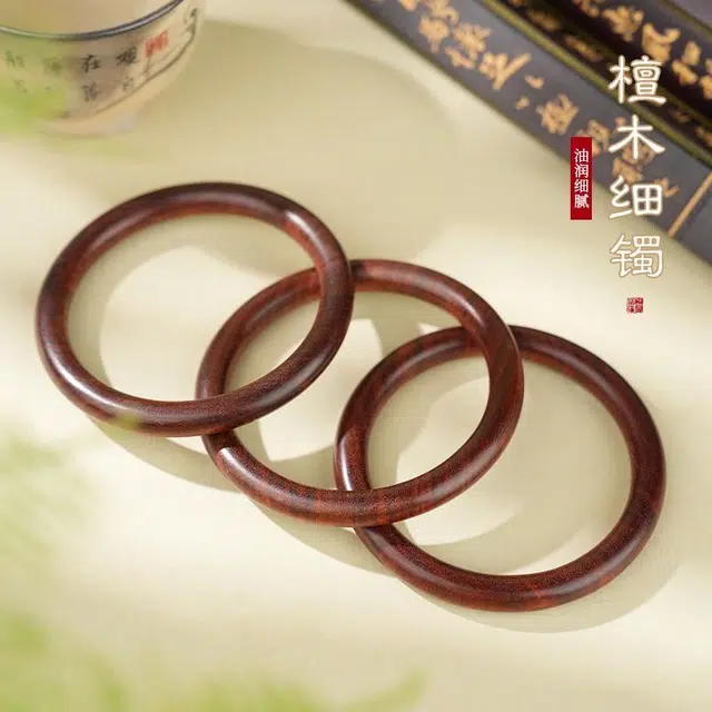 小刘珠宝 紫红色紫檀镯禅意汉服搭配转运新中式国风古风气质木镯子 檀木 手镯 男女同款情侣款