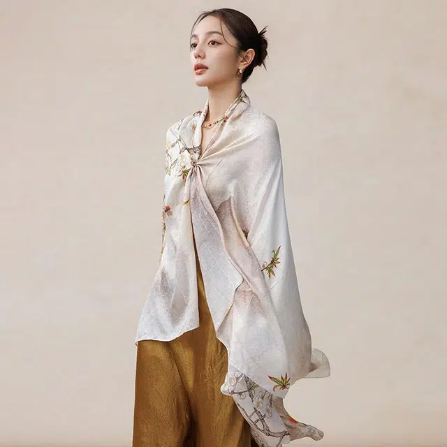 上海故事 山岚林间花罗真丝长巾高级感礼盒 披肩 女款