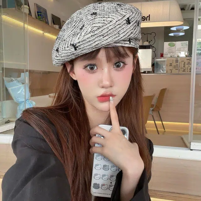 显脸小画家帽 尚先生 蝴蝶结 棉 贝雷帽 女款 图片色