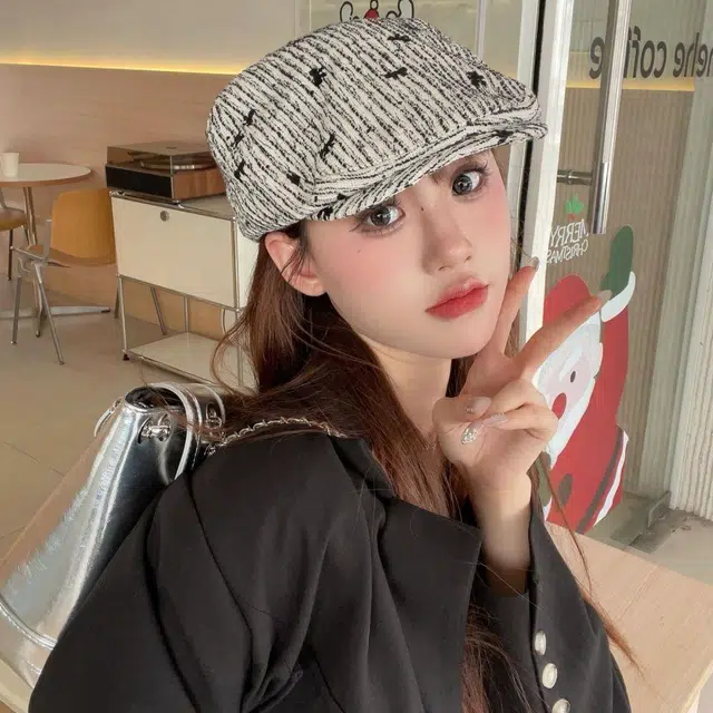 显脸小画家帽 尚先生 蝴蝶结 棉 贝雷帽 女款 图片色