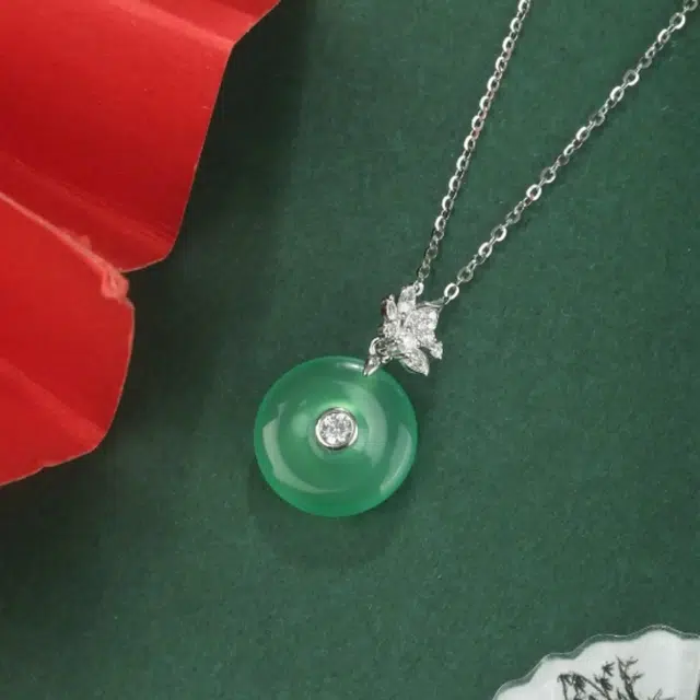 【晶莹如玉】 帝苏行 翠福临门 新中式国潮 吉祥如意平安顺遂 好运 简约小众设计 玉髓 项链 女款