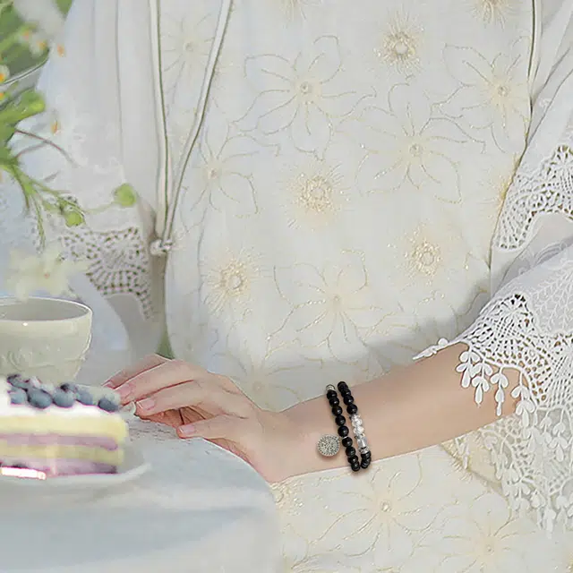 京华录 乙巳流通代请国潮新中式招财纳福转运珠时尚民族风双圈叠戴山鬼花钱吉祥如意八方来财#好运 黑檀 木作手串 男女同款情侣款