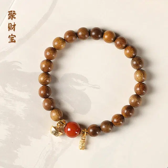 希笛拉 貔貅元宝聚宝八方来财 相思豆禅意国潮念珠礼盒装#好运 楠木 手串 女款