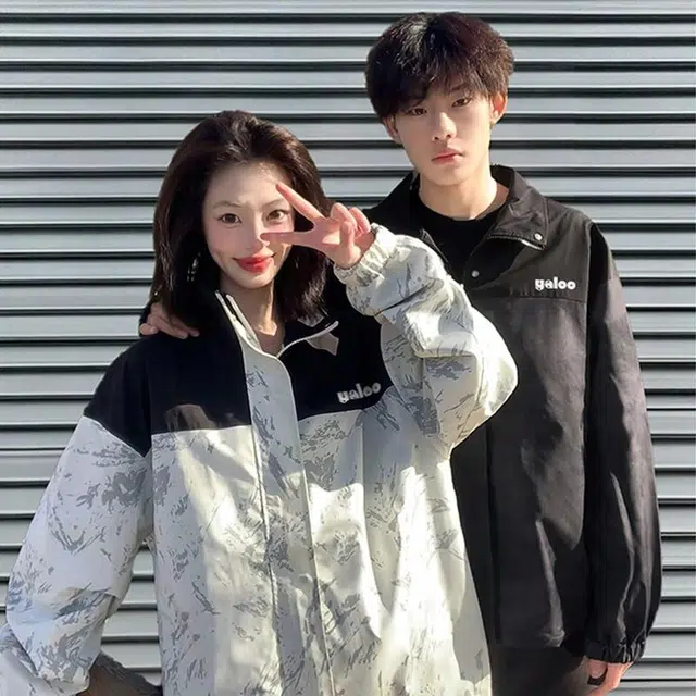 雅鹿 美式山系户外高街潮流雪山纹扎染时尚简约基础款字母印花拼接工装通勤飞行员撞色宽松落肩防风保暖舒适休闲百搭夹克 男女同款