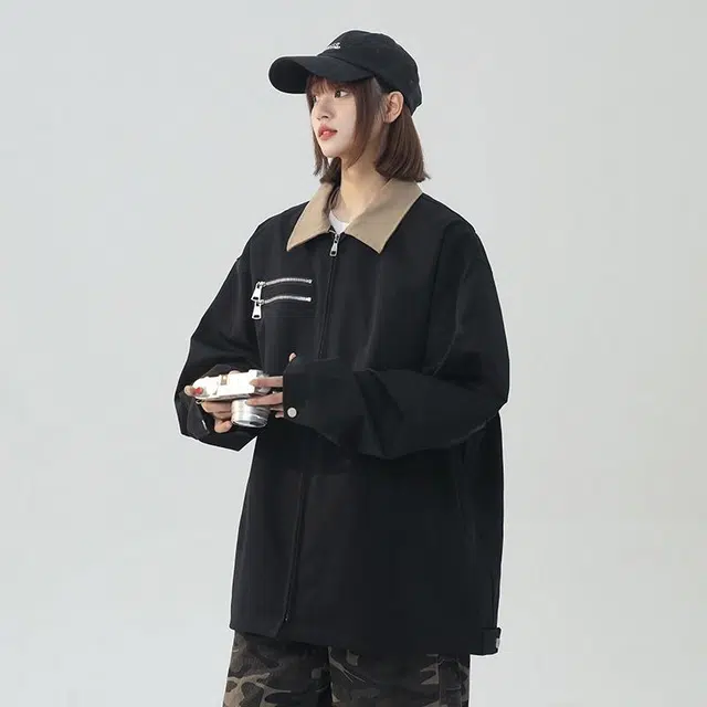 袋鼠 春季水洗美式帆布底特律加厚工装夹克外套 男女同款