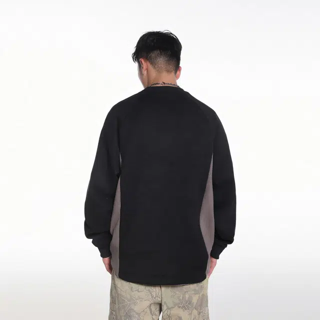 木林森 美式高街复古拼接拼色刺绣字母设计口袋麂皮绒高品质百搭通勤宽松休闲落肩袖圆领卫衣 男女同款