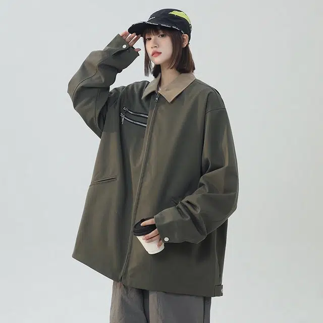 袋鼠 春季水洗美式帆布底特律加厚工装夹克外套 男女同款