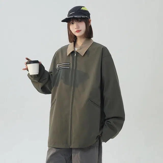 袋鼠 春季水洗美式帆布底特律加厚工装夹克外套 男女同款