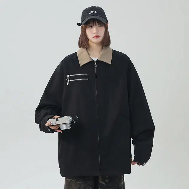 袋鼠 春季水洗美式帆布底特律加厚工装夹克外套 男女同款