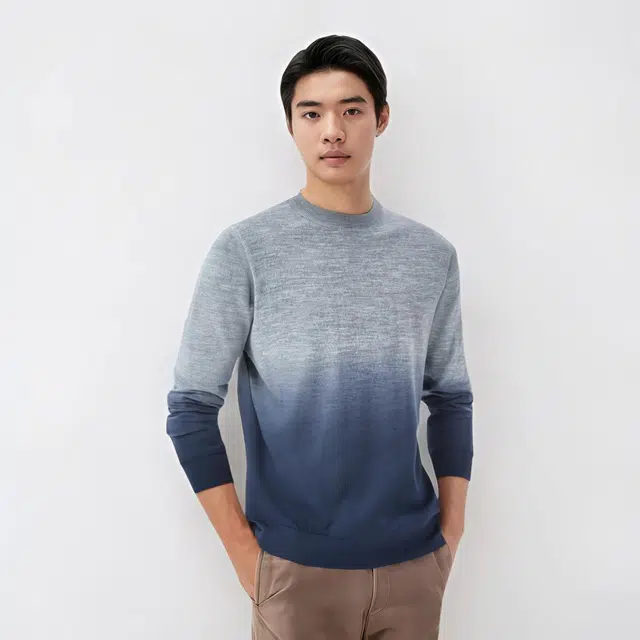 与狼共舞 时尚百搭休闲渐变保暖舒适毛衣 男款