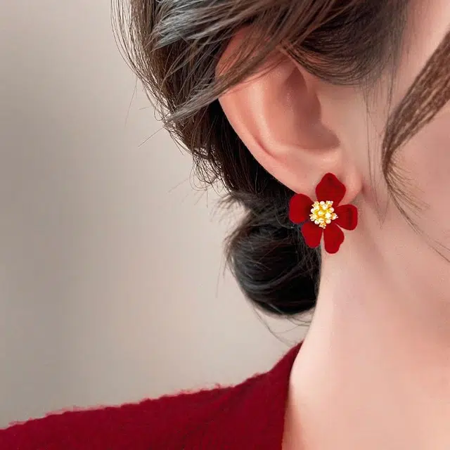 韵系 气质花朵 铜镀金 耳环 女款