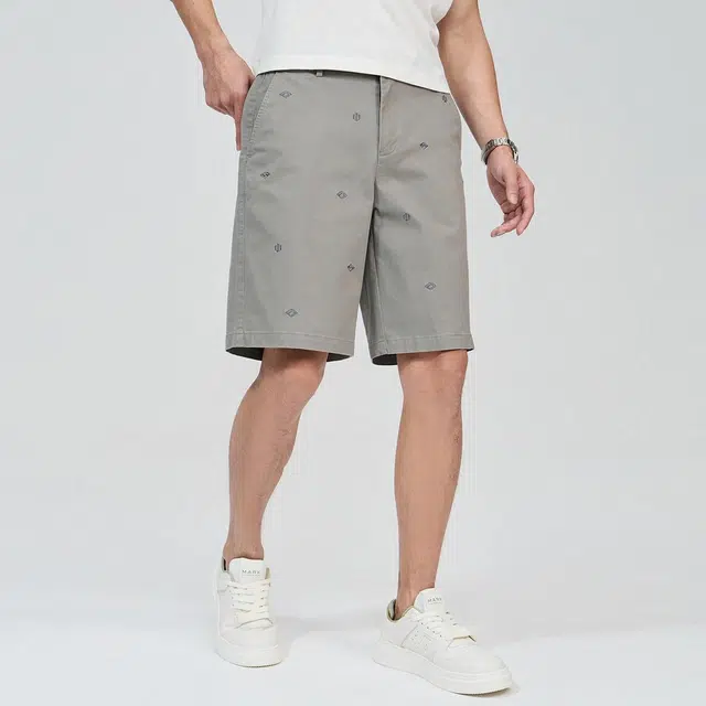 与狼共舞 名牌宽松痞帅修身轻奢显瘦满印绣花跑步商务休闲短裤 男女同款