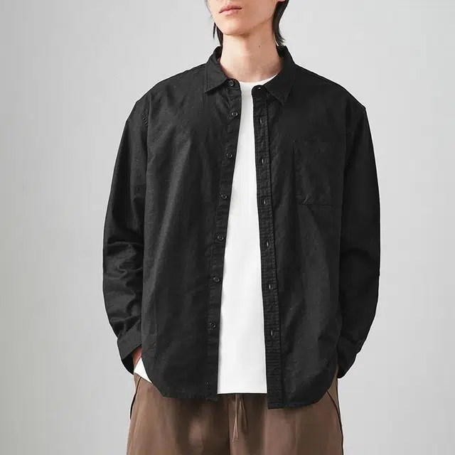 杜克恩 透气柔软亲肤纯色长袖衬衫 男女同款