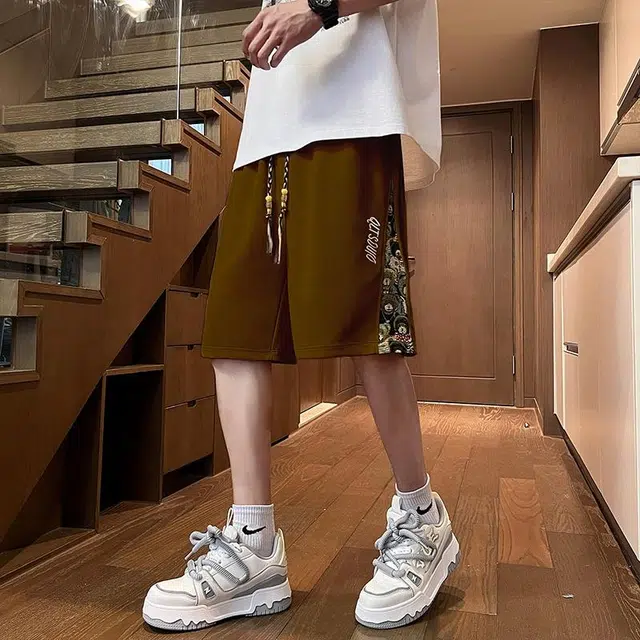 物质公式 美式复古高街简约基础看潮牌篮球透气百搭时尚五分学生户外直筒休闲短裤 男女同款