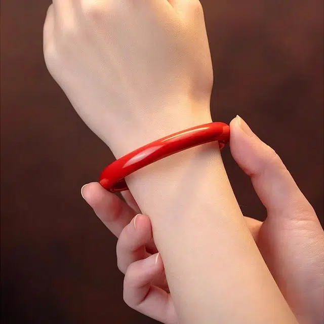 翠王妃 新中式国潮 心经佛系 简约轻奢 再造辰砂朱砂 玉石手镯 女款