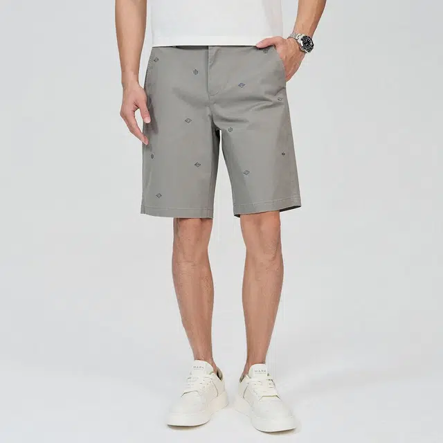 与狼共舞 名牌宽松痞帅修身轻奢显瘦满印绣花跑步商务休闲短裤 男女同款