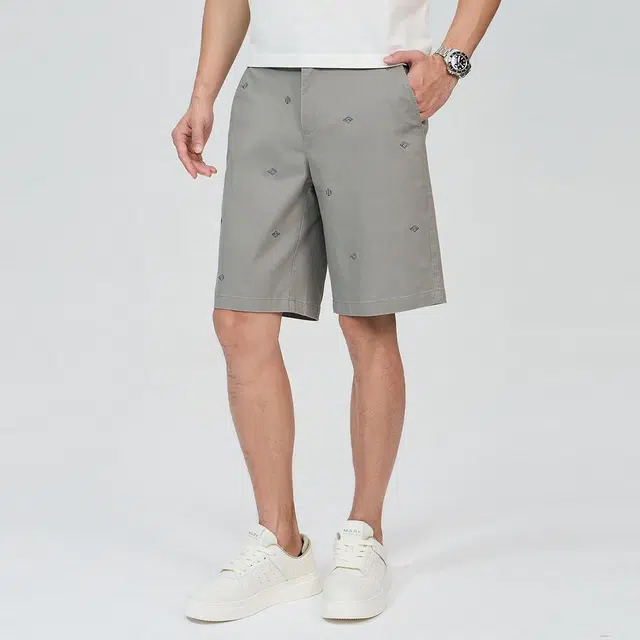 与狼共舞 名牌宽松痞帅修身轻奢显瘦满印绣花跑步商务休闲短裤 男女同款