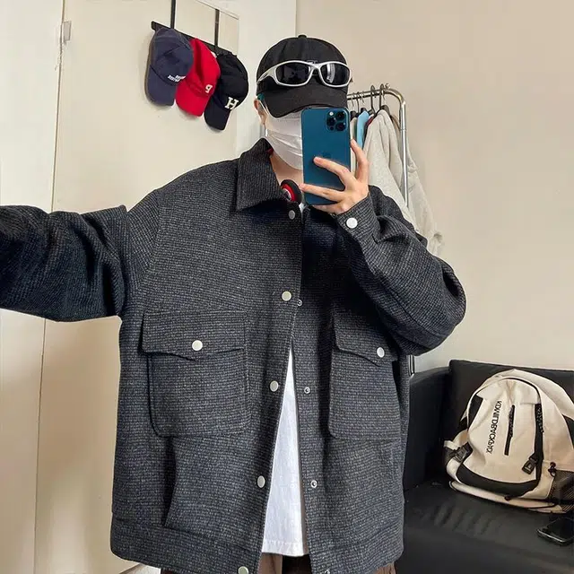 雅鹿 美式复古潮流小香风休闲百搭慵懒风大口袋重磅长袖开扣夹克 男女同款