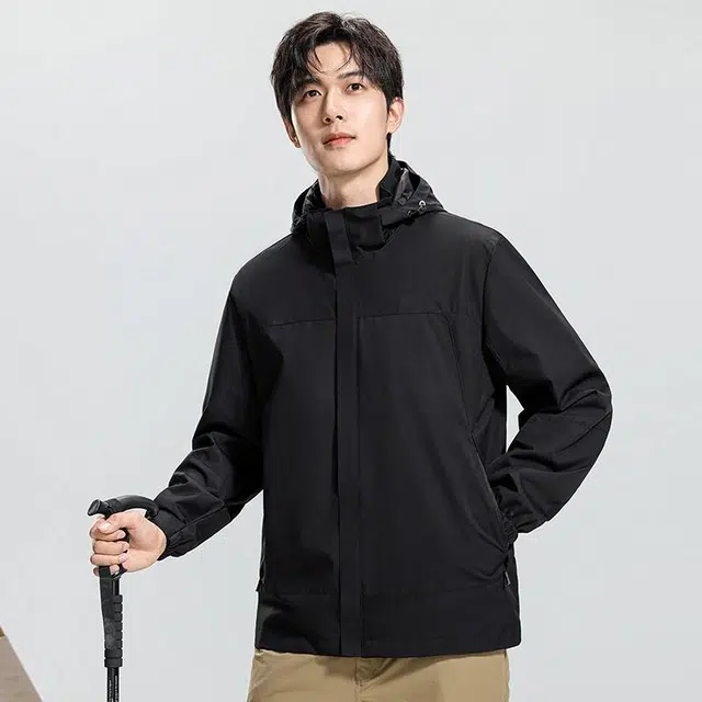 鸭鸭 户外运动系列 休闲防风耐磨夹克衣服情侣款登山服外套 男女同款