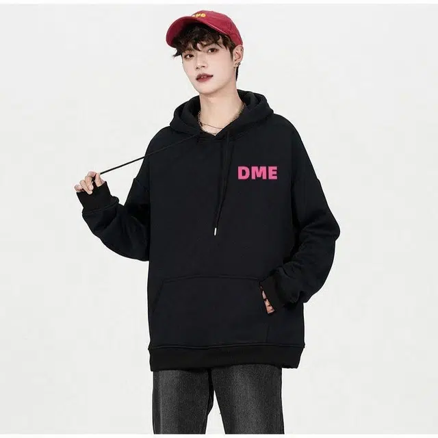 【dme】 扭曲模糊字母重磅高级感印花连帽加厚宽松卫衣 男女同款