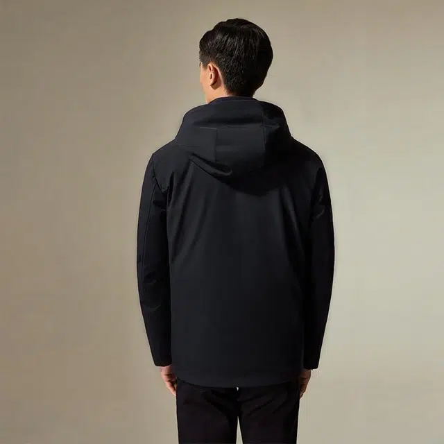 迪柯尼 纯色拉链连帽羽绒服 男款