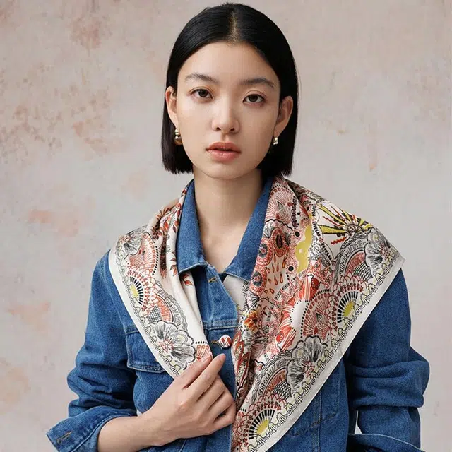 上海故事 茶颜悦色印花真丝高级感大方巾礼盒装 丝巾 女款