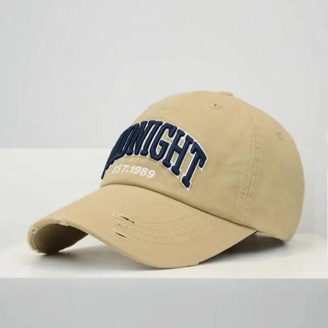 钓鱼熊 复古美式做旧破洞棒球春夏刺绣字母大头围显脸小 棉 鸭舌帽 男女同款情侣款