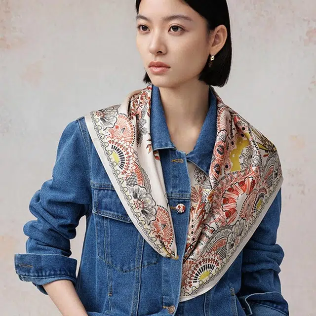 上海故事 茶颜悦色印花真丝高级感大方巾礼盒装 丝巾 女款