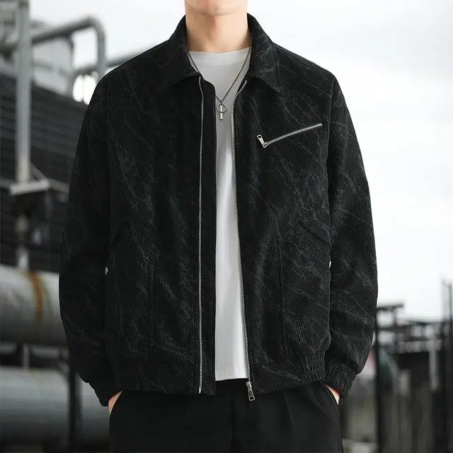 雅鹿 美式复古扎染设计灯芯绒外套舒适翻领山系户外外搭潮流痞帅学院风通勤飞行员高级感长袖大码舒适工装夹克 男女同款