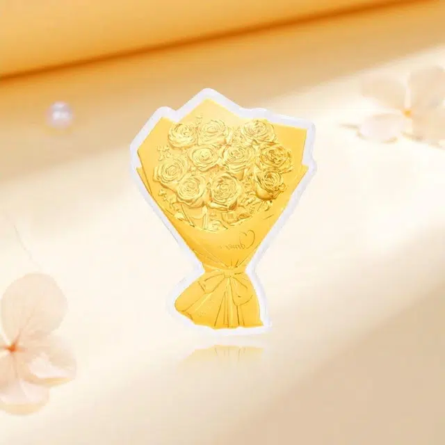 金嘉福 黄金玫瑰花束 收藏纪念品储值储蓄 浪漫告白小众设计 创意 足金 投资类 金章 男女同款情侣款