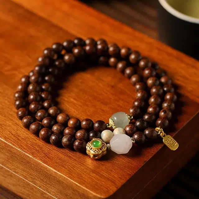 【财源滚滚】 琉堇 轻奢新中式小众国风檀香多圈叠戴森系国潮新中式转运珠 学生#好运 金丝檀木 手串 男女同款情侣款