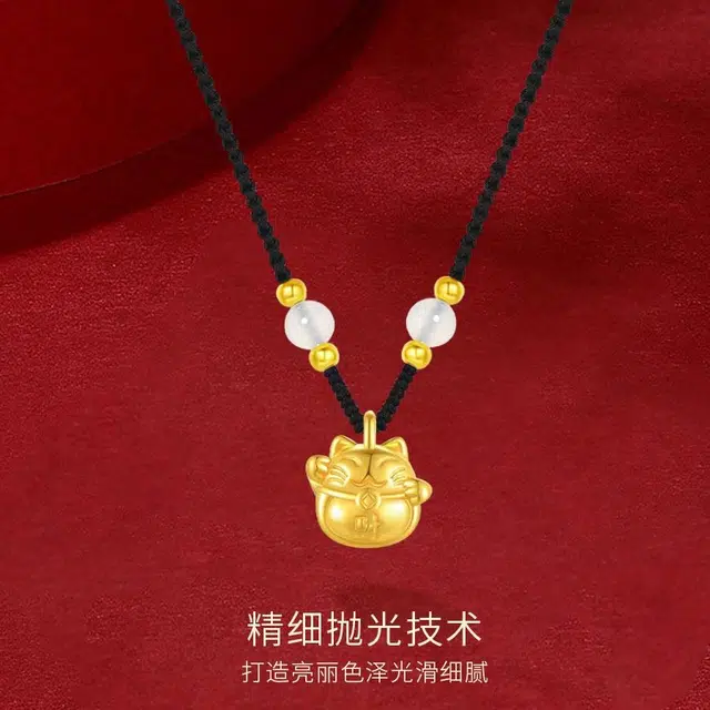 金师傅 猫咪吊坠 招财猫萌趣可爱创意新中式国潮气质甜美小众轻奢设计高级#好运 玉髓 项链 男女同款情侣款