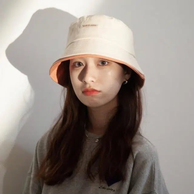 优幽兰 日系甜美拼色高级感显脸小遮阳帽休闲百搭户外出行防紫外线防晒帽素颜遮脸骑车可戴 棉 渔夫帽 女款