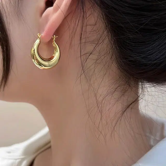 韵系 轻奢冷淡风素圈 铜镀金 耳环 女款