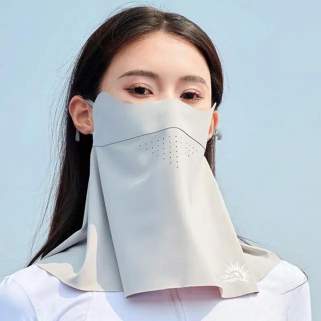 上海故事 无痕护颈护脸罩无痕防护口罩防紫外线夏透气立体遮阳冰丝护眼脸罩 聚酯纤维 防晒面罩 女款