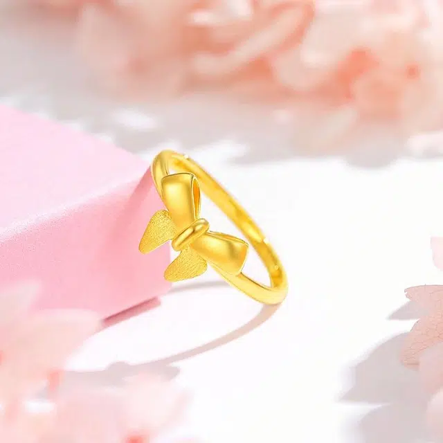 老凤祥 蝴蝶结  精致轻奢高级感小众百搭设计温柔时尚 表白恋爱送首饰礼品物 足金 按克计价 黄金戒指 女款