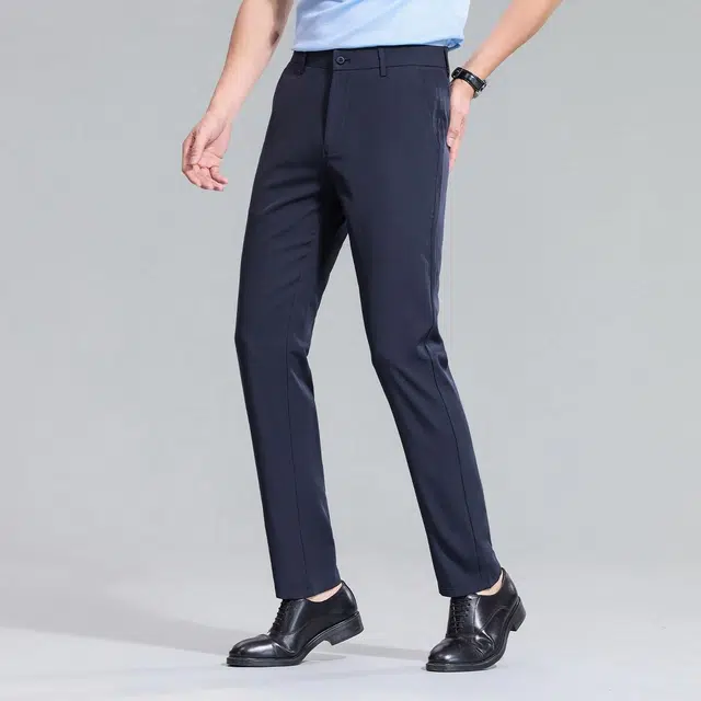 红豆 纯色易打理垂顺直筒宽松轻商务日常百搭舒适长裤休闲裤 男款