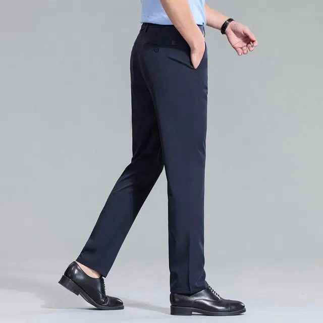 红豆 纯色易打理垂顺直筒宽松轻商务日常百搭舒适长裤休闲裤 男款