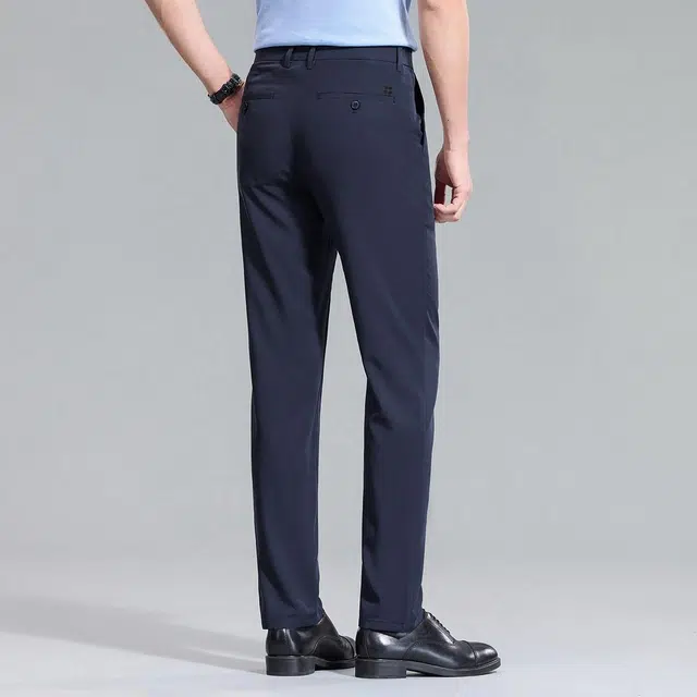 红豆 纯色易打理垂顺直筒宽松轻商务日常百搭舒适长裤休闲裤 男款