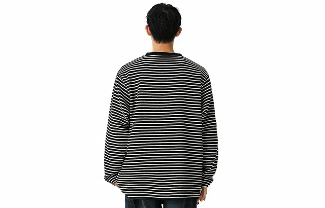 徐太浪 日式休闲百搭条纹宽松圆领套头卫衣 男女同款