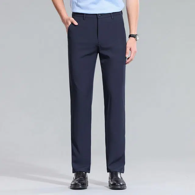 红豆 纯色易打理垂顺直筒宽松轻商务日常百搭舒适长裤休闲裤 男款