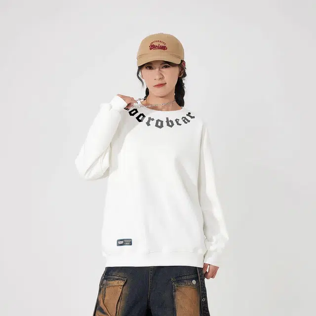 萌芽熊 美式字母印花宽松运动休闲百搭圆领套头卫衣 男女同款