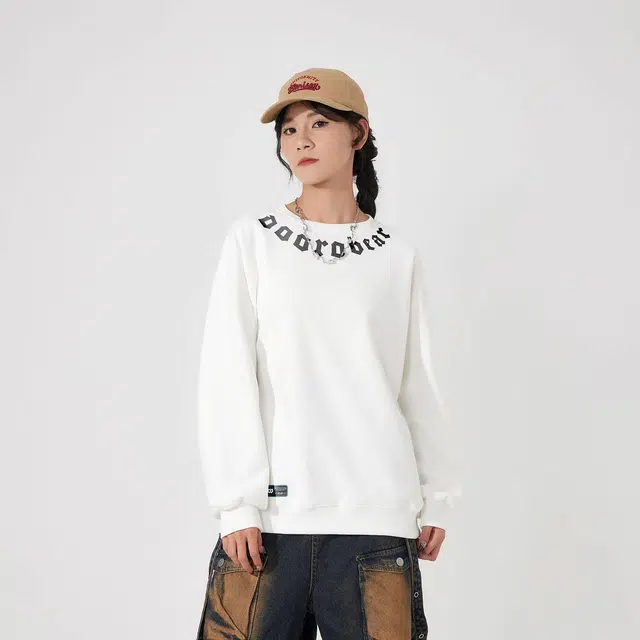 萌芽熊 美式字母印花宽松运动休闲百搭圆领套头卫衣 男女同款