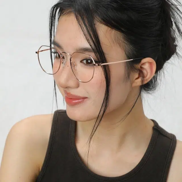 【联系客服可配度数】 佐川 超轻时尚钛金属多边形防蓝光眼镜框显脸小 纯钛 不规则形 光学镜架 男女同款情侣款 礼盒装