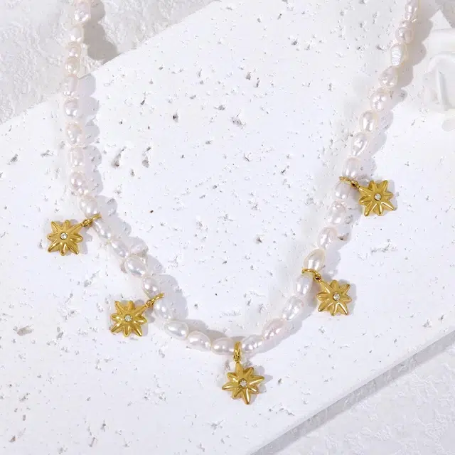 品彩 八芒星 小米珠锁骨链正品 甜美童话风  年轻气质高级感 淡水珍珠 项链 女款